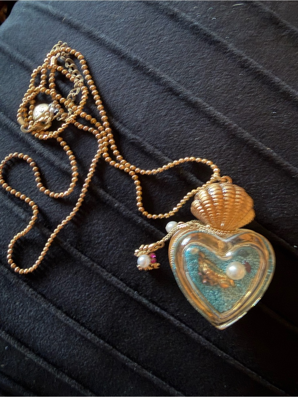 Betsey Johnson Nautical Heart Bottle Crab Necklace Rare.